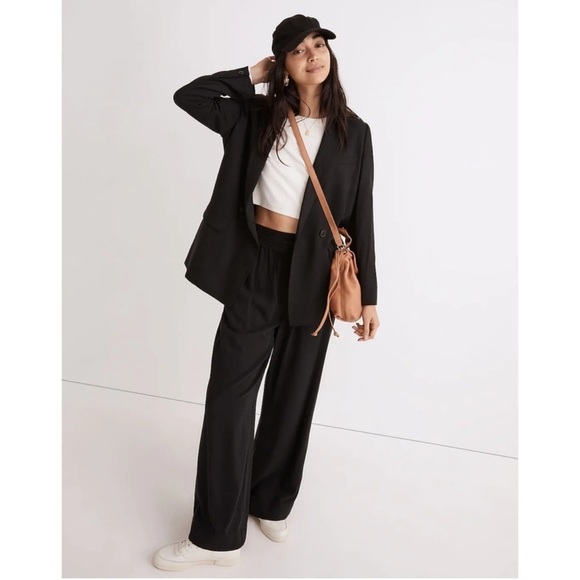 MADEWELL Drapeweave Caldwell Double Breasted Blazer In Black - Picture 1 of 6